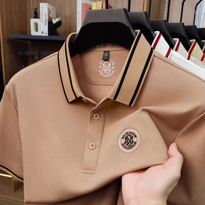 100% Knitting Dying PK Cotton Polo Shirt [Ms-Light Brown]