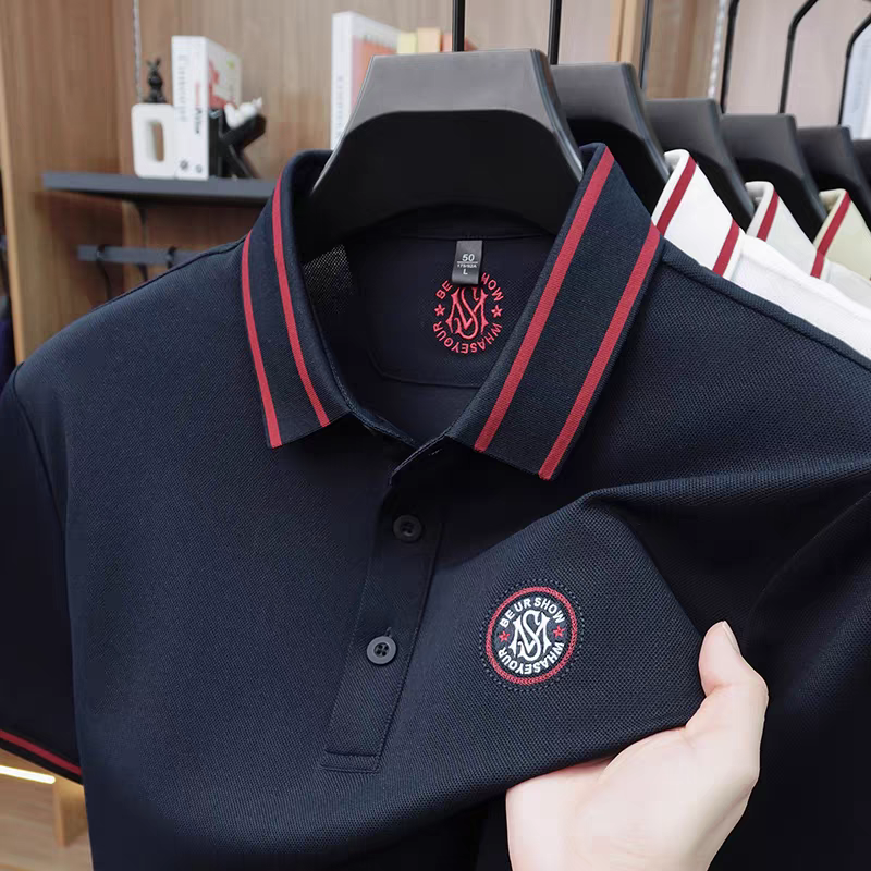 100% Knitting Dying PK Cotton Polo Shirt [Ms-Dark Navy]