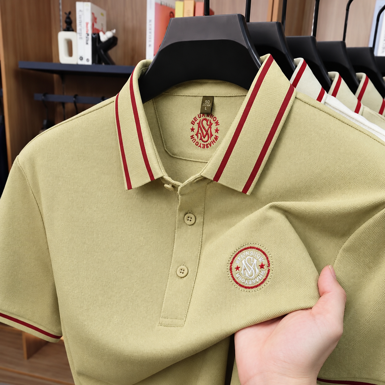 100% Knitting Dying PK Cotton Polo Shirt [Ms- Sand Beige]