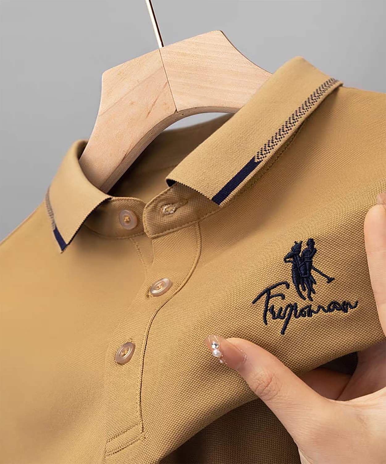 100% Knitting Dying PK Cotton Polo Shirt [Us Polo Biscuit]
